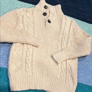 Cherokee Cream Cable Knit Button-Neck Kids Sweater